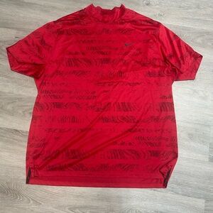 Nike Shirt Mens XL Red Tiger Woods Collection Dri-Fit ADV Golf Mock Neck Top